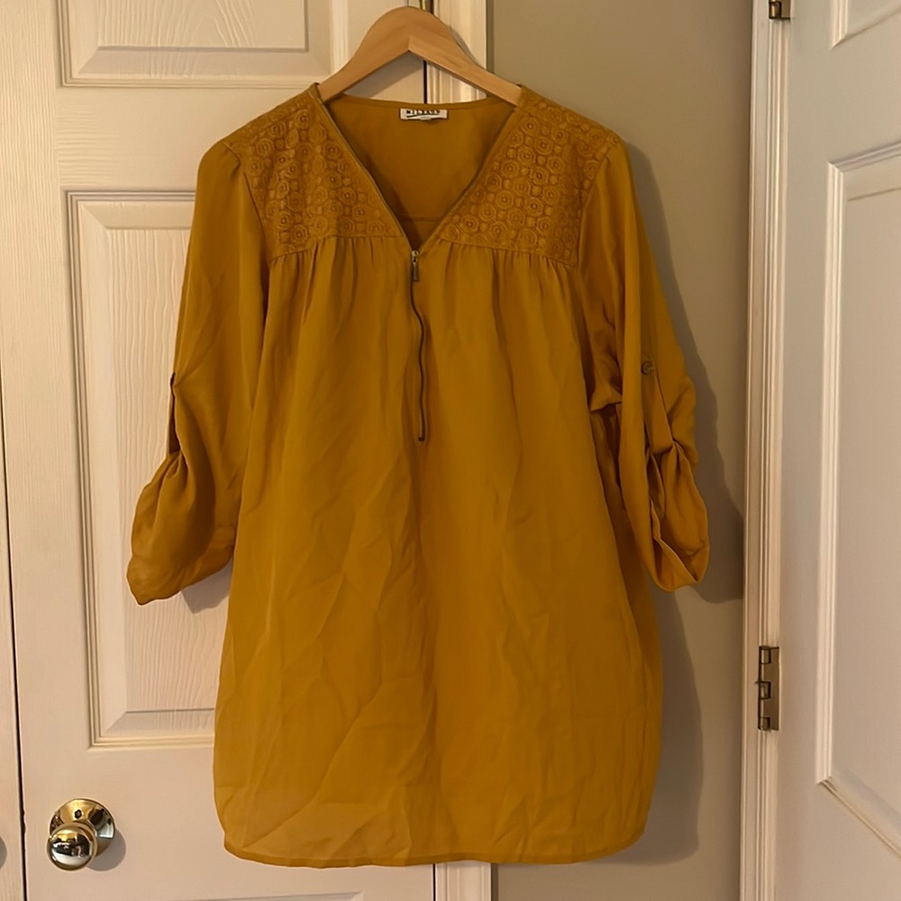 2X Mileage Mustard Yellow Blouse
